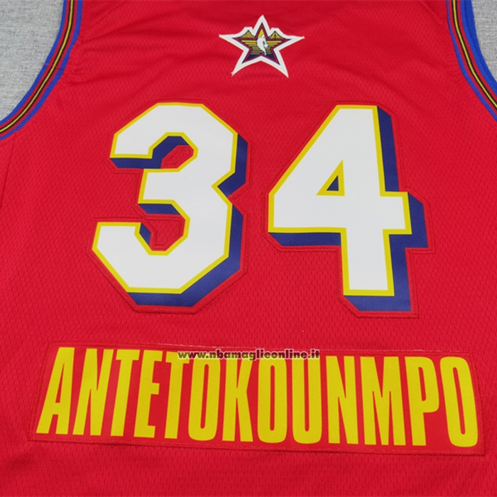 Maglia All Star 2025 Milwaukee Bucks Giannis Antetokounmpo No 34 Rosso